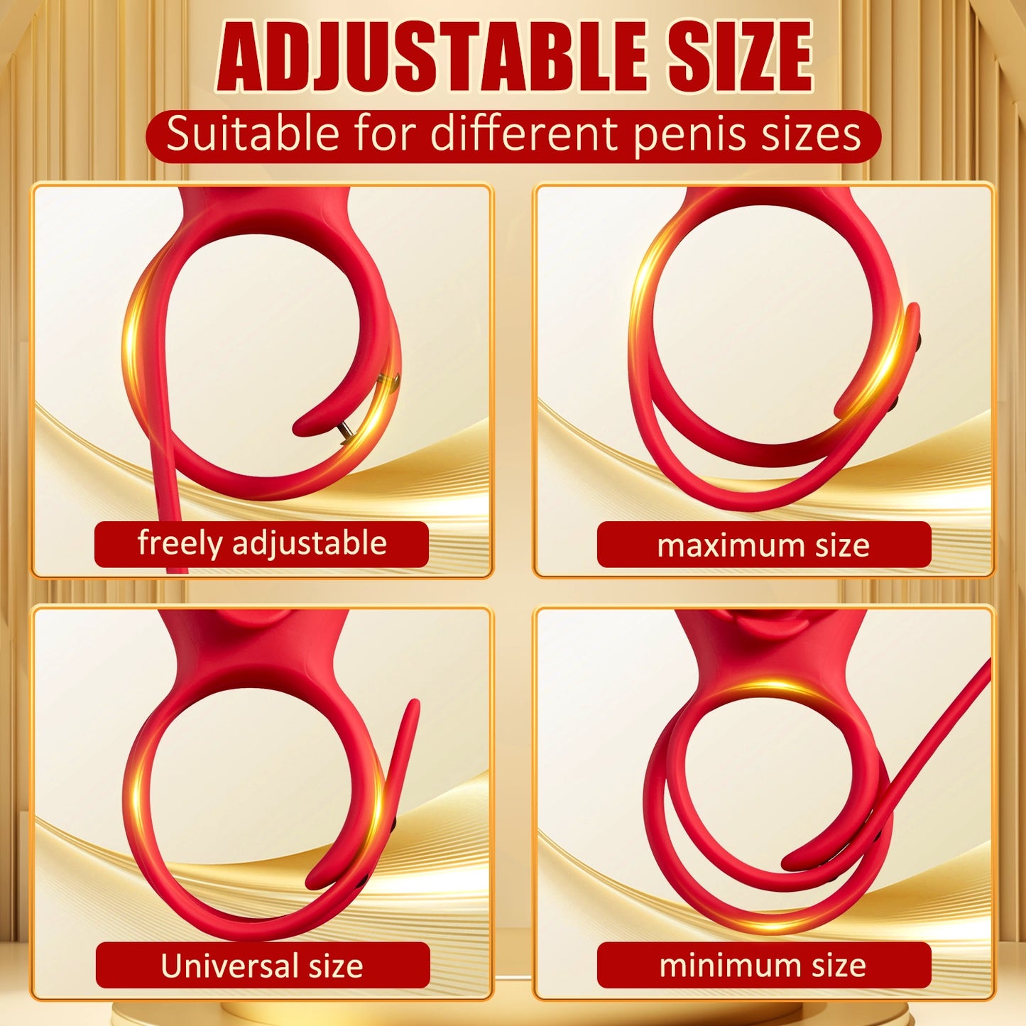 Rose Red Vibration Cock Ring | 9 Vibrations & Remote Control