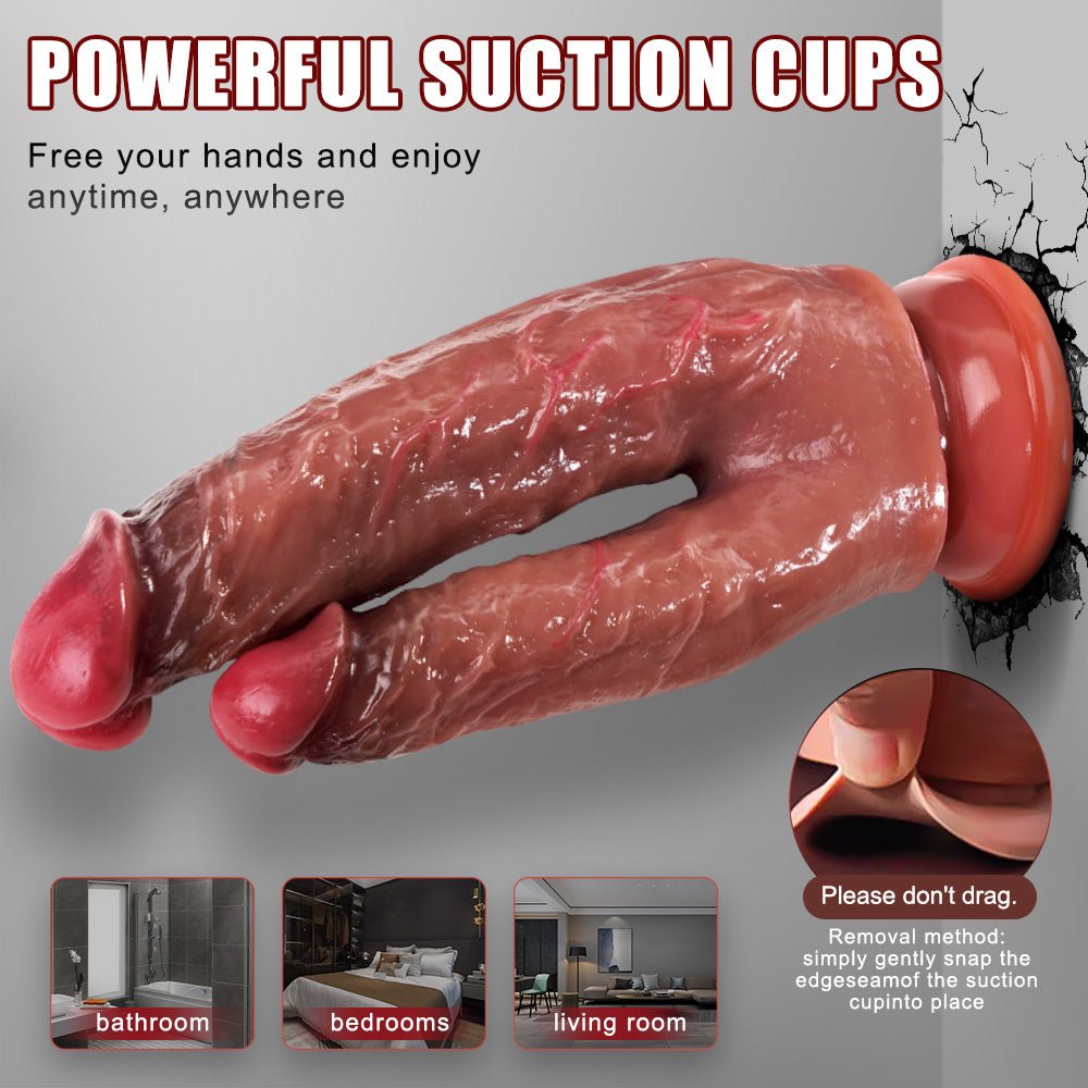 Silicone Double Head Dildo - Realistic Penis with Suction Cups for G-Spot and Anal Stimulation, Ideal for Women and Lesbians