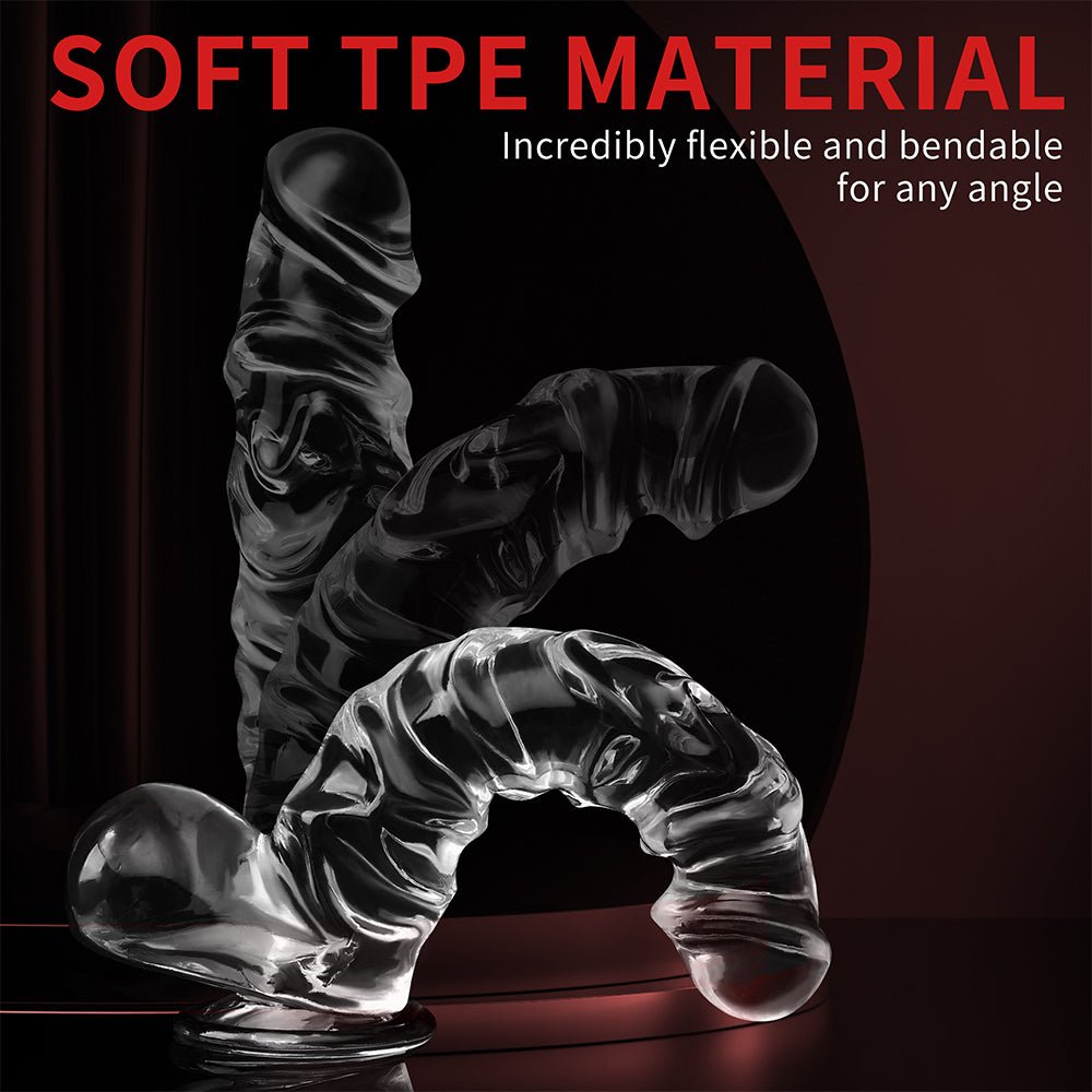 Manual 9.8 Inch Realistic Dildo, Clear Dildo with Strong Suction Cup, Human Safety Material