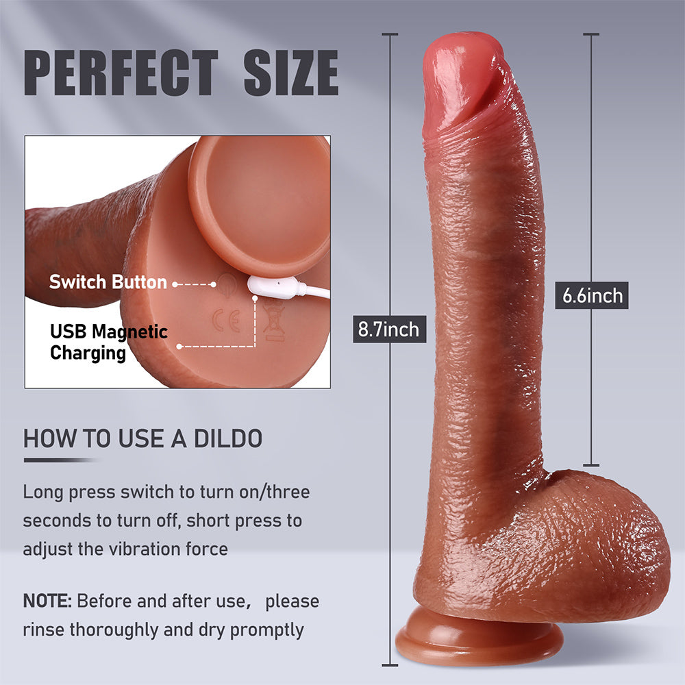 Thrusting Dildo Vibrator Sex Toys for Women - 8.7 Inch Realistic Dildo with 7 Thrusting Wriggling