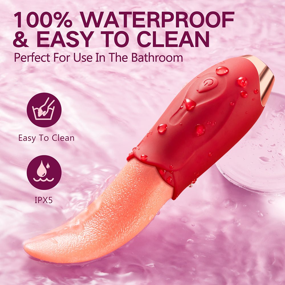 Rose Sex Toy Vibrator for Women - Clitoral G Spot Stimulator with 10 Tongue Licking Vibration Modes