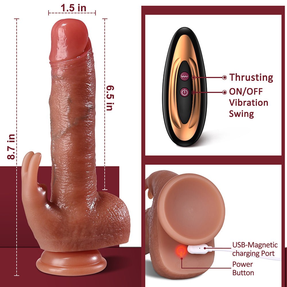 Thrusting Dildo G Spot Rabbit Vibrator Realistic Dildos Clitoral Stimulator with 3 Thrusting and 7 Vibration Modes