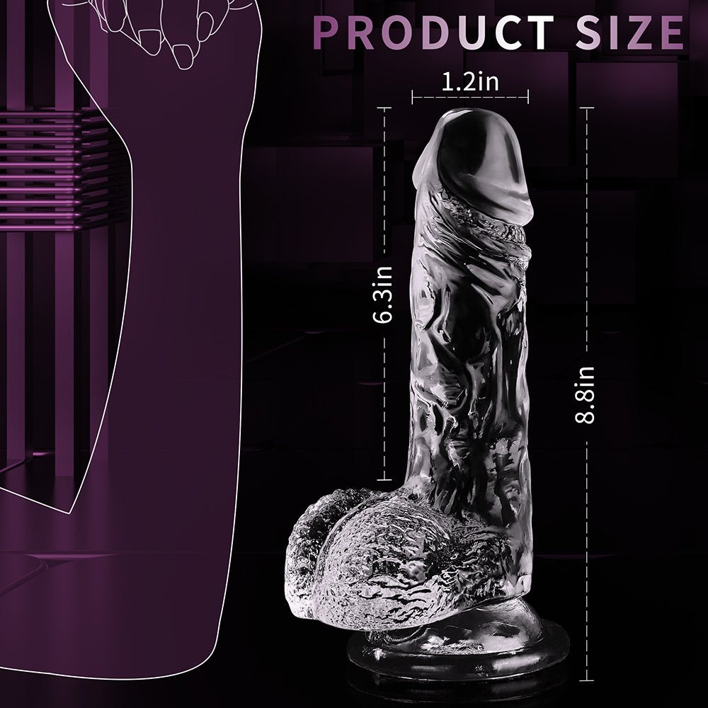 JKALYQ 8.8 Inch Clear Dildo Sex Toys - Realistic Dildos with Powerful Suction Cup for Women
