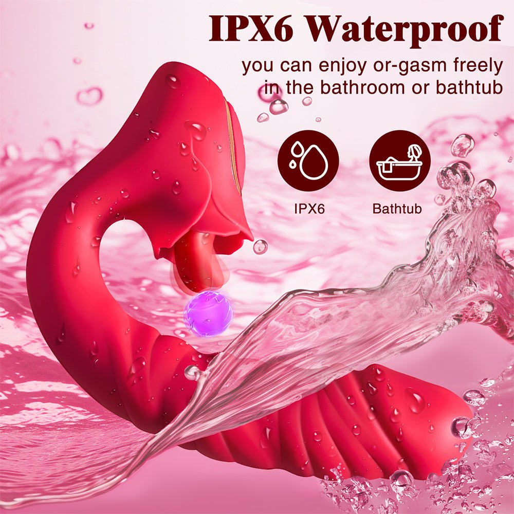 Multi-Functional Vibrator - 3 in 1 Licking, Vibrating, Thrusting Adult Toy - Clit Anal Stimulator for Women