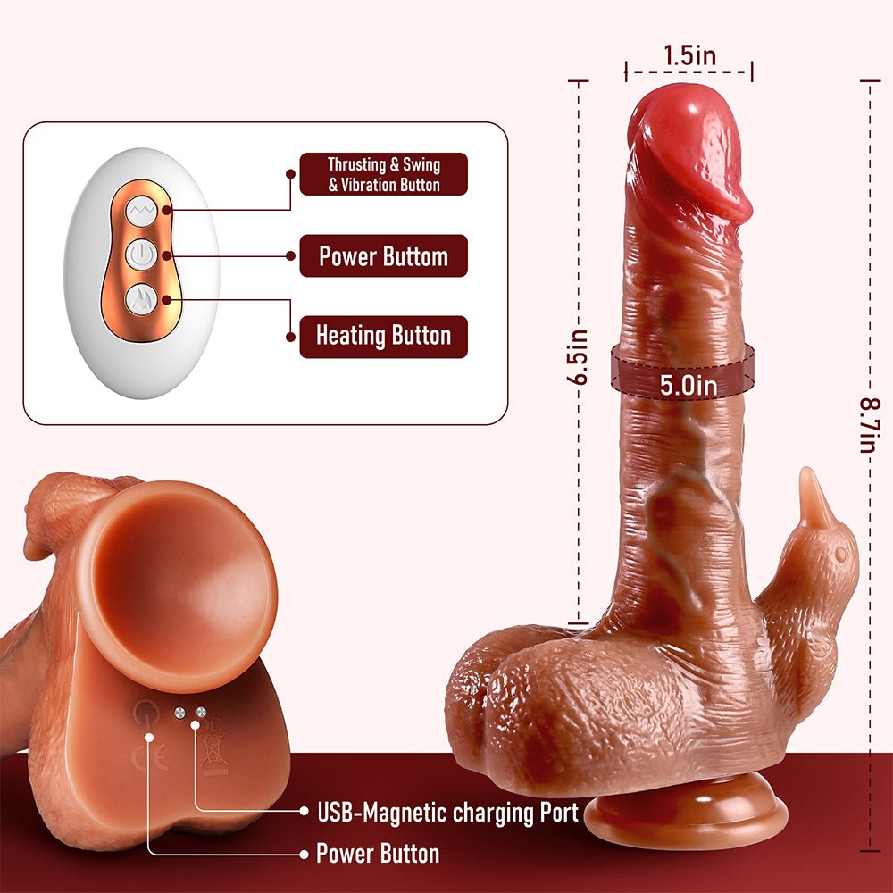 Thrusting Dildo Vibrator Adult Toys - 4 in 1 Realistic Dildos Anal Toys with 3 Thrusting & 7 Vibrating Modes