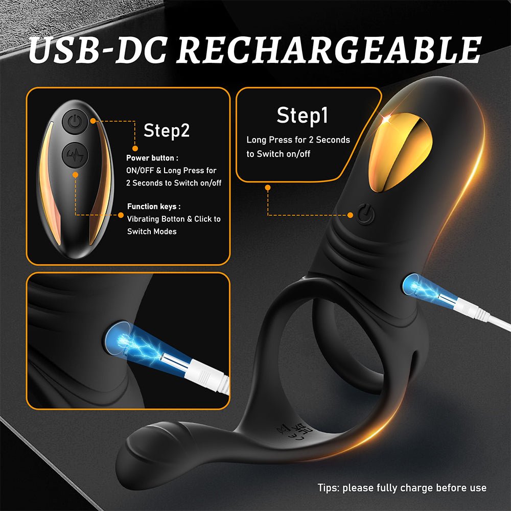 Vibrating Cock Ring Male Sex Toys,AAV 3 in1 Double Penis Ring Vibrator with 10 Vibration Modes