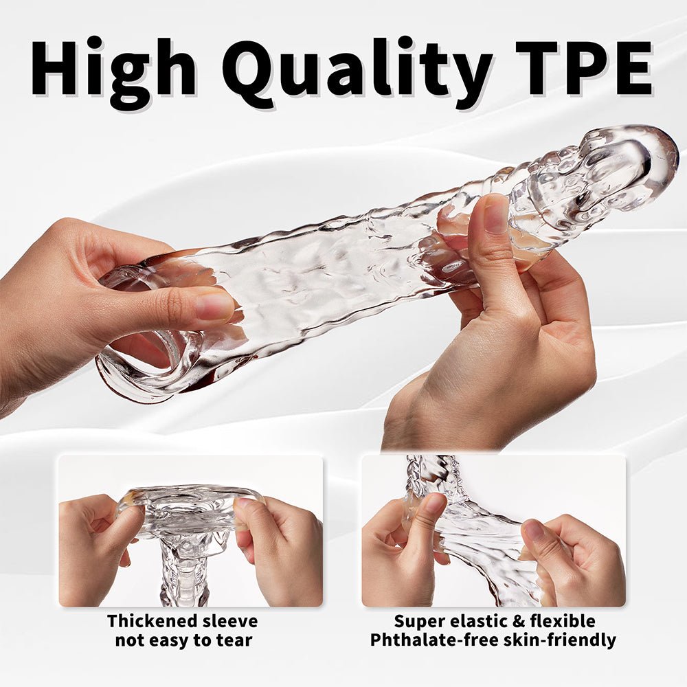 Penis Sleeve Vibrator Cock Ring-3.4 Inch Penis Extender Sleeves with Penis Ring for Cock Enlarger & Girth Male Sex Toys