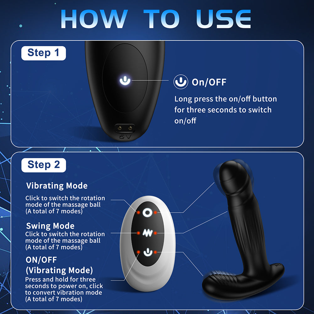 Wave Motion Prostate Massager Anal Vibrator Strong Suction Cup