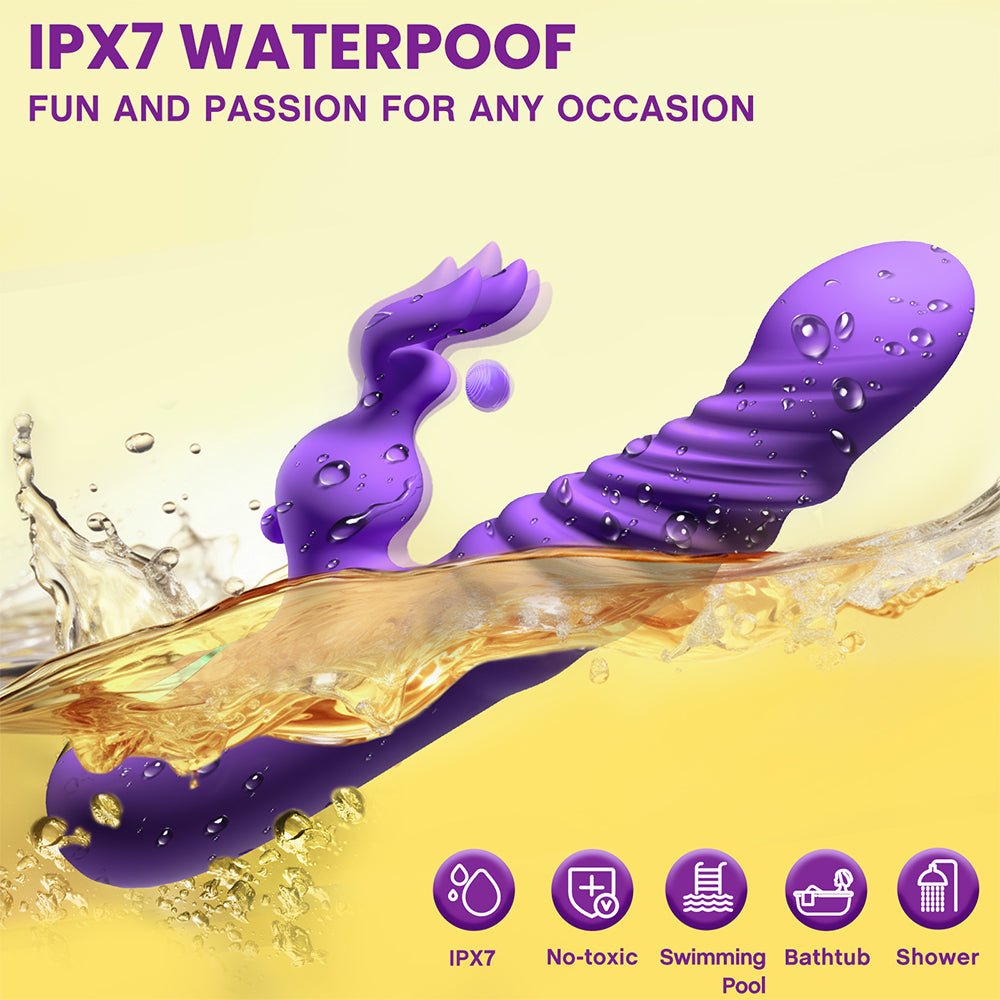 Rabbit Dildos for Clitorial Anal Stimulation,3 in 1 G spot Vibrators Dildo with 6 Twisting & 6 Vibrating Modes