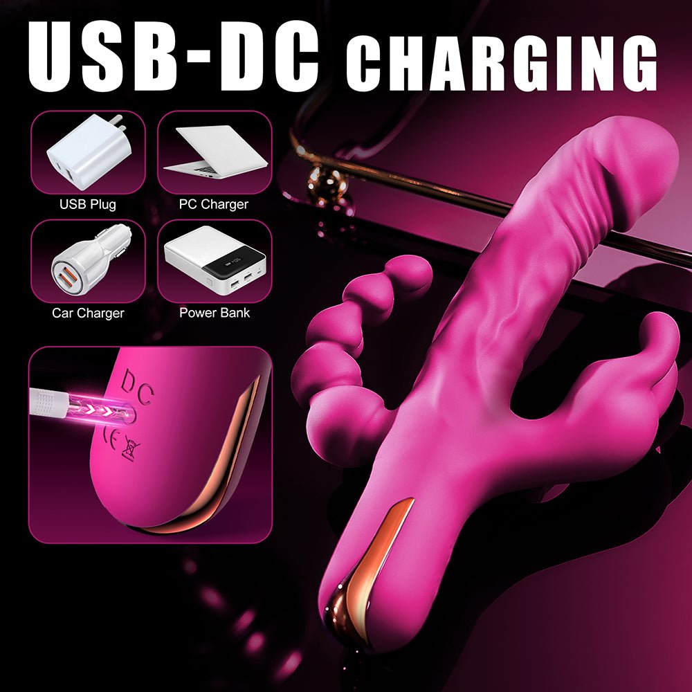 Rabbit Anal Dildo Vibrator Sex Toys -3 in 1 G-Spot Vibrators 10 Vibrating Modes