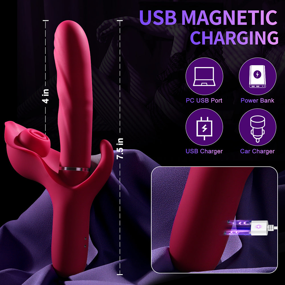 Premium 3-in-1 Rabbit Vibrator - Explore 10 Thrusting, 10 Flapping, and 10 Vibration Modes for Ultimate Women and Couples Pleasure