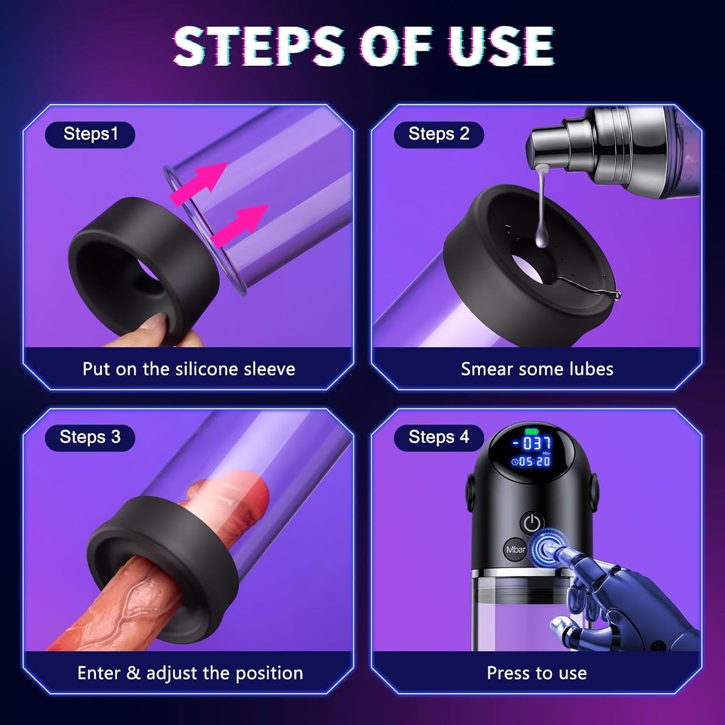 Upgraded Automatic Penis Pump LED Display Dick Vacuum Pump for ED Penis Extension Enlargement Trainer