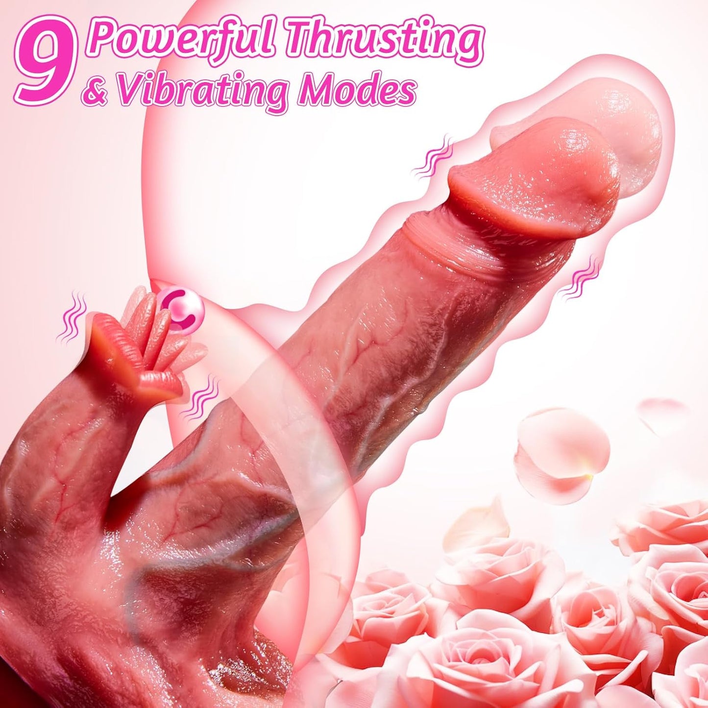Realistic Thrusting & Licking Dildo | 9 Vibration & Heating Modes for G-Spot Stimulation