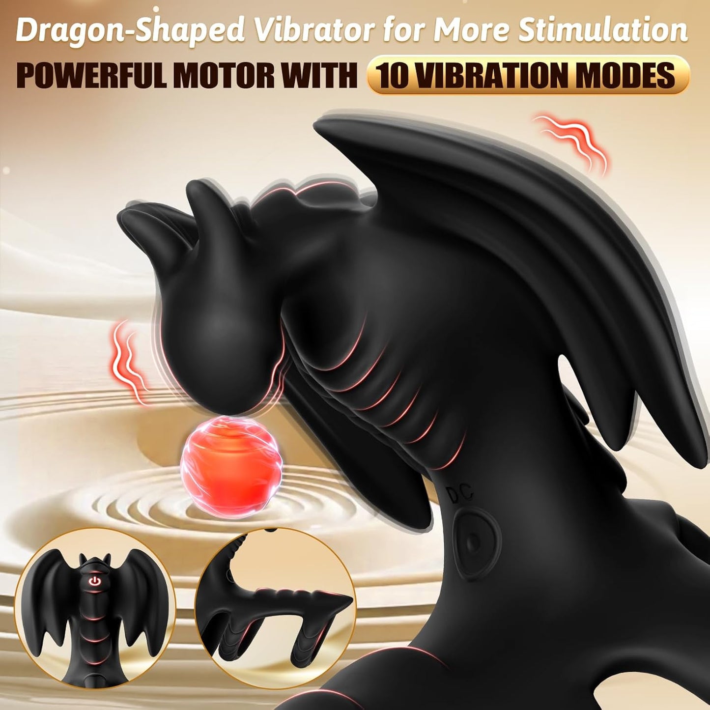Vibrating Cock Ring Sex Toy for Men - Dragon-Shaped Penis Ring with 10 Vibration Modes for Stronger Erections, Adult Sex Toy for Couples