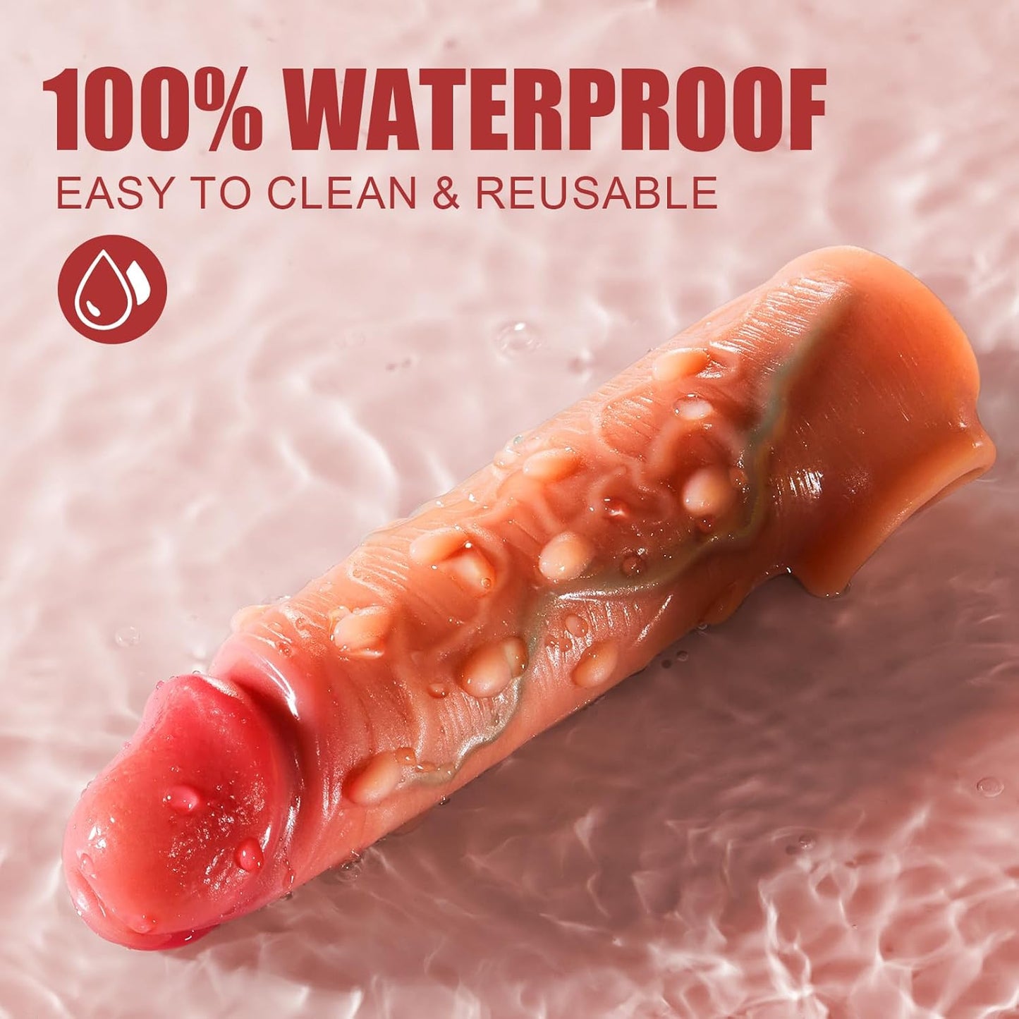 Reusable Penis Sleeve Cock Ring Extender - 1.7 Inch Ultra-Soft Penis Enlarger for Male Stamina