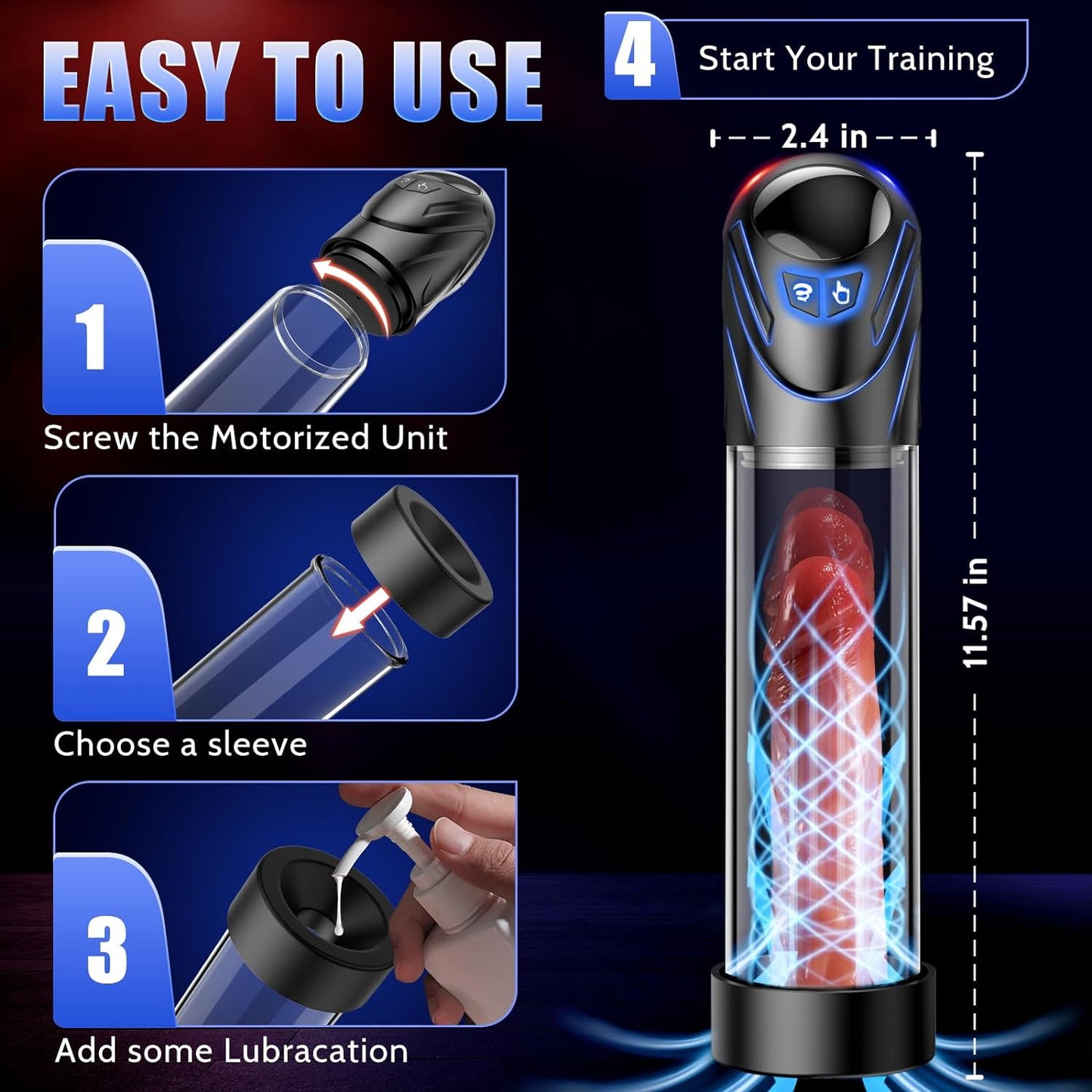 Premium Electric Penis Pump - 5 Suction Modes for Ultimate Pleasure, Penis Enlargement with 2 ED Cock Rings, Ideal for Men and Couples