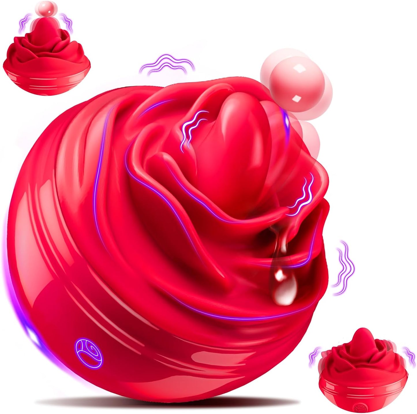 Vibrator Sex Toys, Rose Sex Toy for Women with 7 Tongue Licking & Vibrating Modes for Anal Nipple Clitoral Stimulator, Dustproof Cover Travel Pleasure