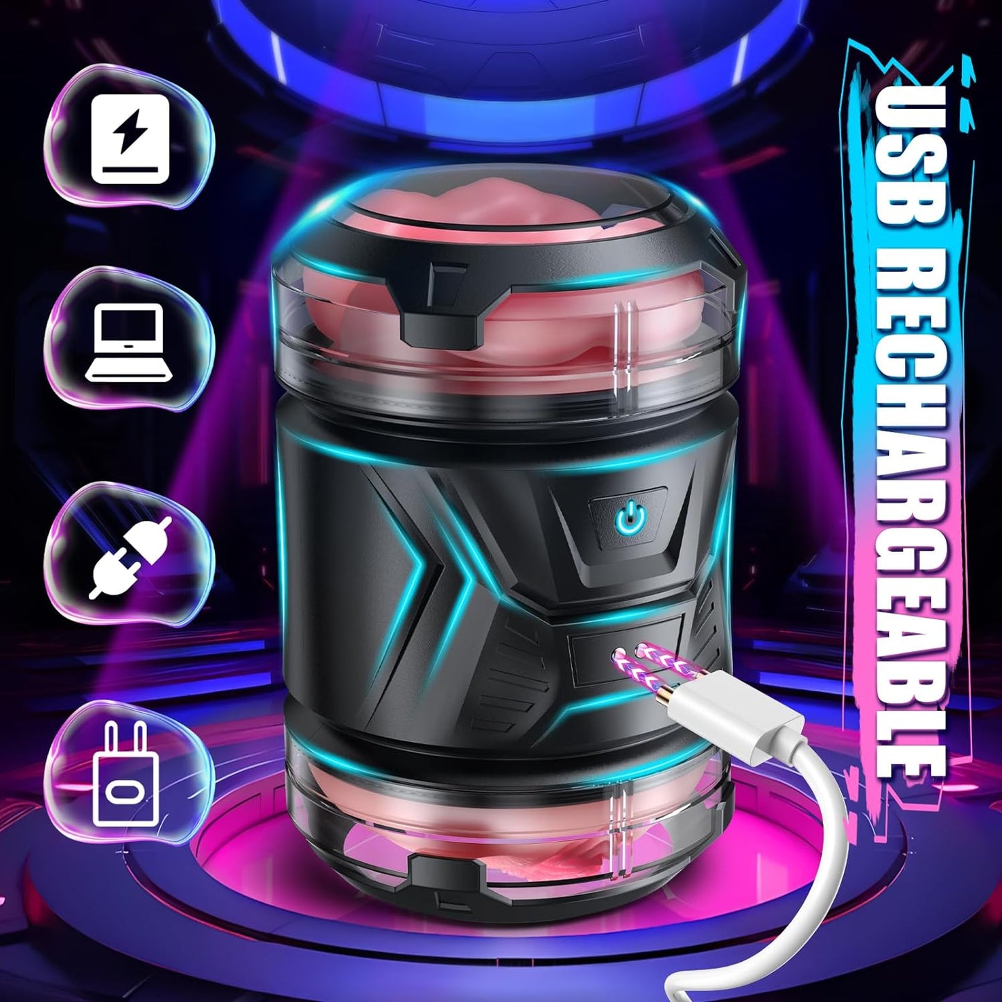 Male Masturbators: 10 Vibration Open-Ended Toys, Realistic Pocket Pussy, Lip Blowjob Machine, Hands-Free Vibrating Strokers