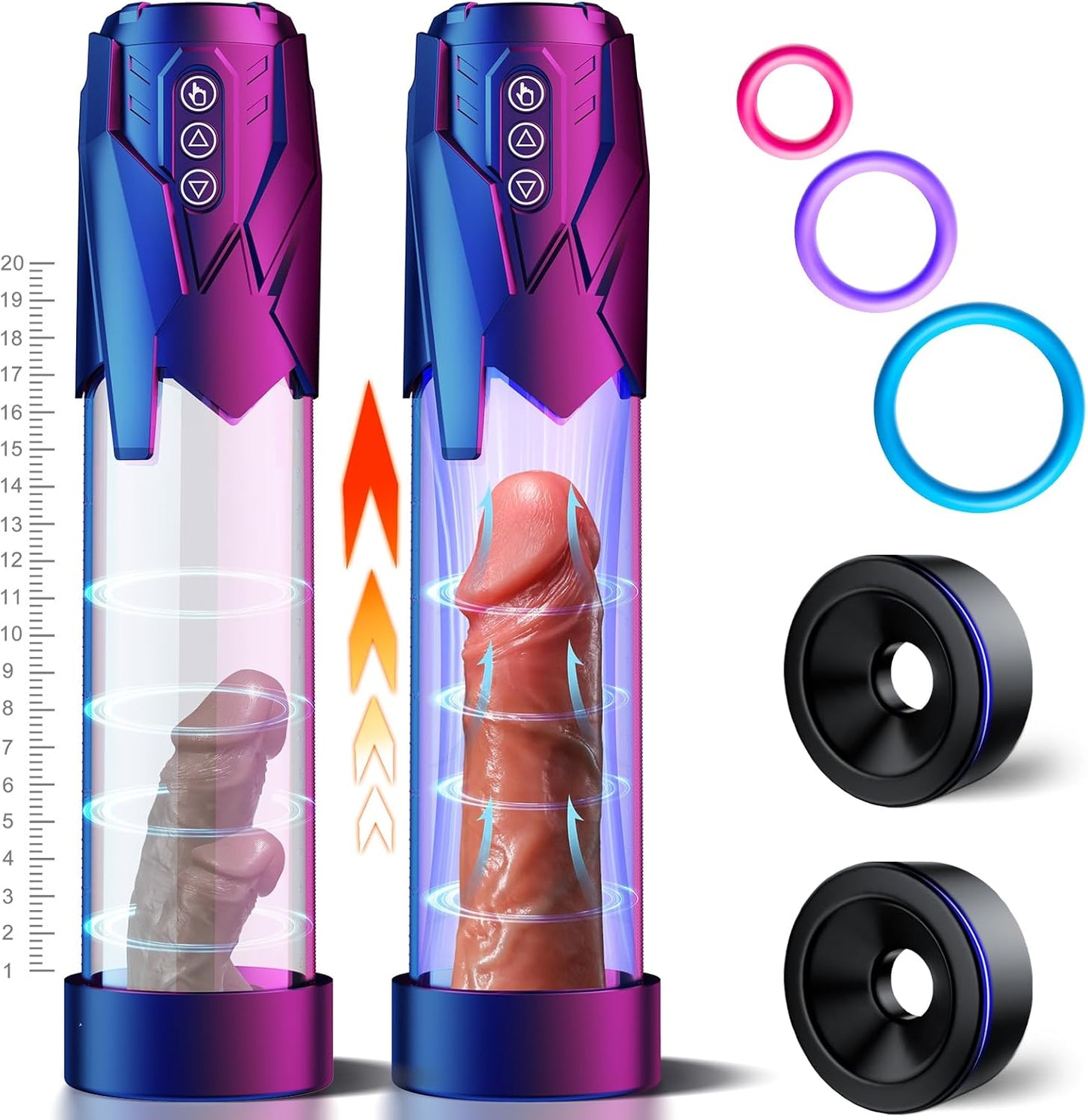 Auto Vacuum Penis Pump - 3 Sucking & 2 Training Modes-buy-1-get-3-cock-rings