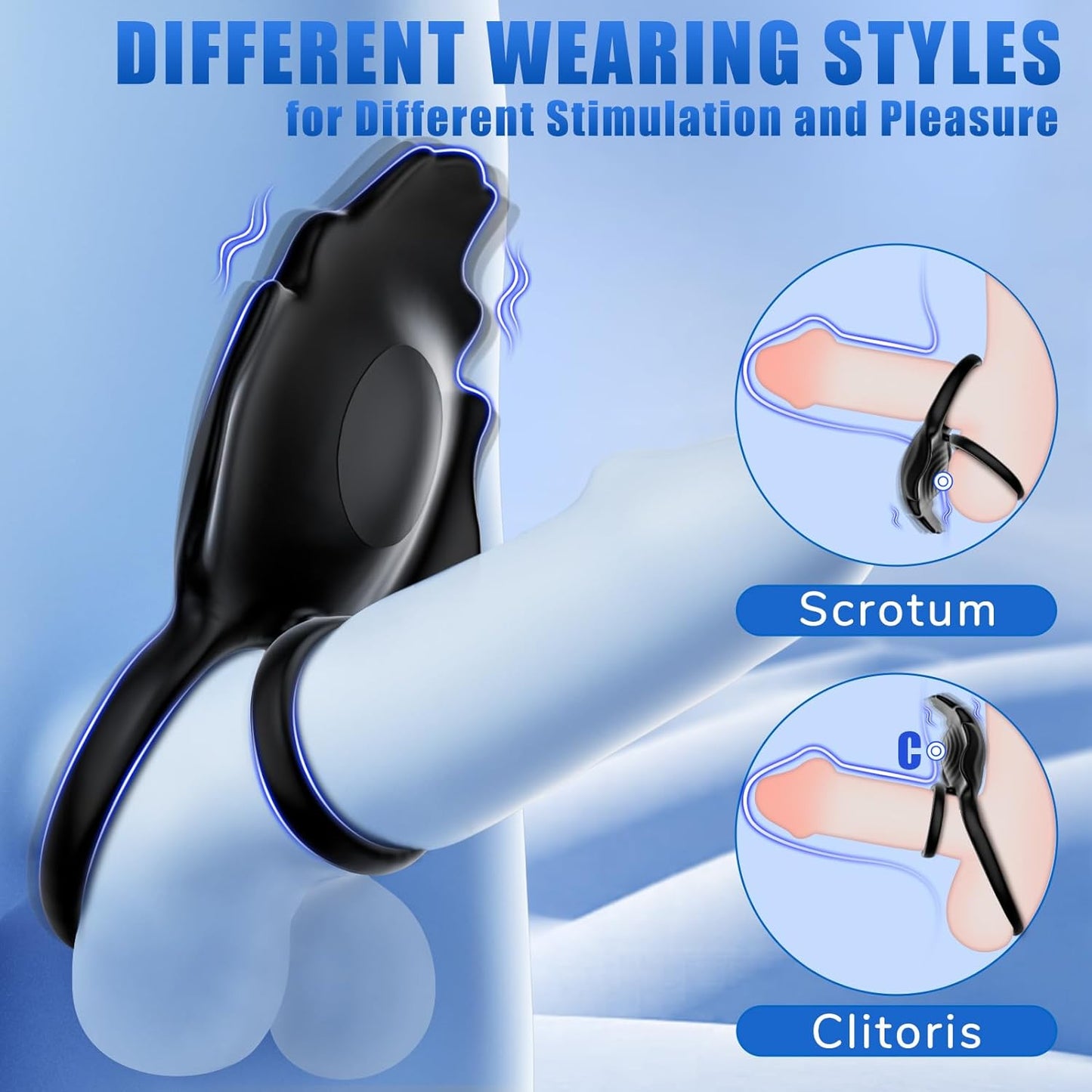 Penis Ring Clitoral Vibrator Double Pleasure 2-in-1 Vibrating Cock Ring with 9 Modes and APP Remote Control