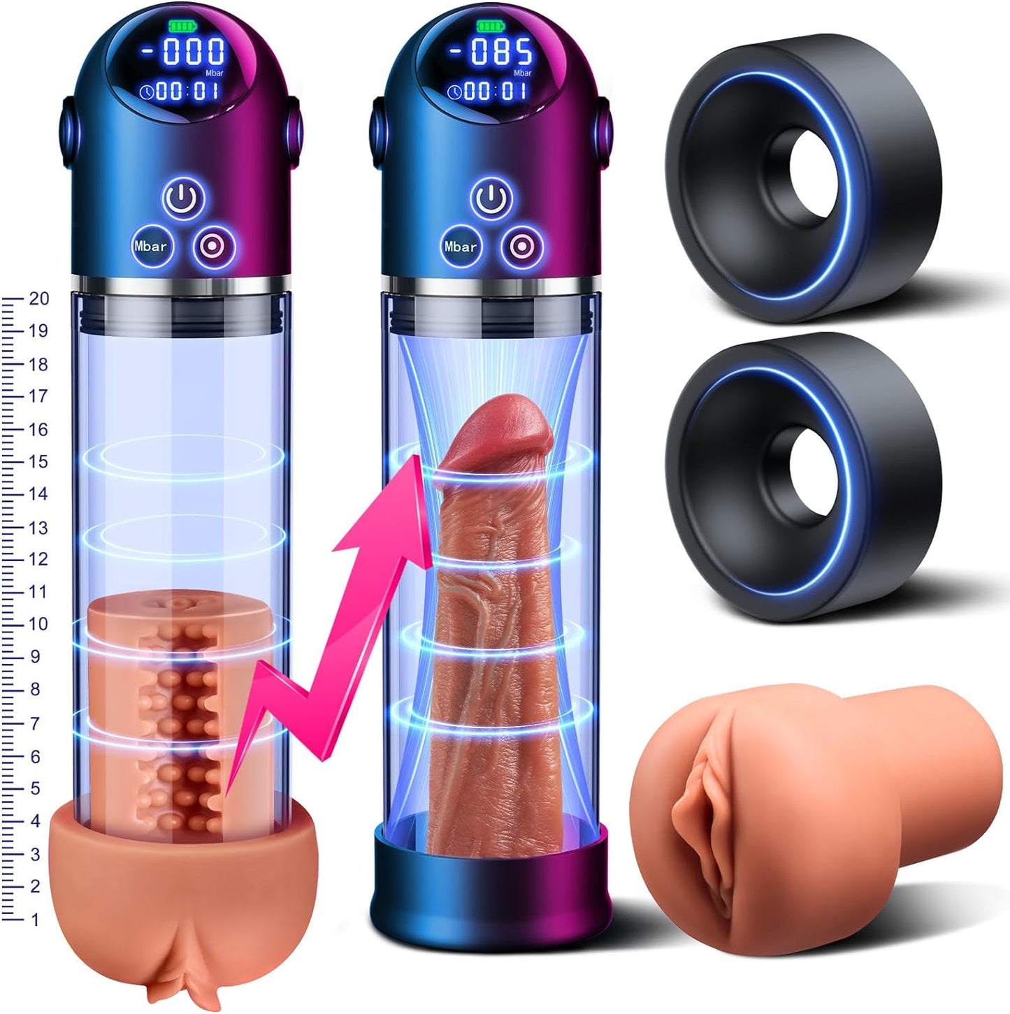Upgraded Automatic Penis Pump LED Display Dick Vacuum Pump for ED Penis Extension Enlargement Trainer