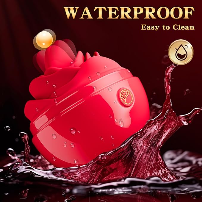 Vibrator Sex Toys, Rose Sex Toy for Women with 7 Tongue Licking & Vibrating Modes for Anal Nipple Clitoral Stimulator, Dustproof Cover Travel Pleasure