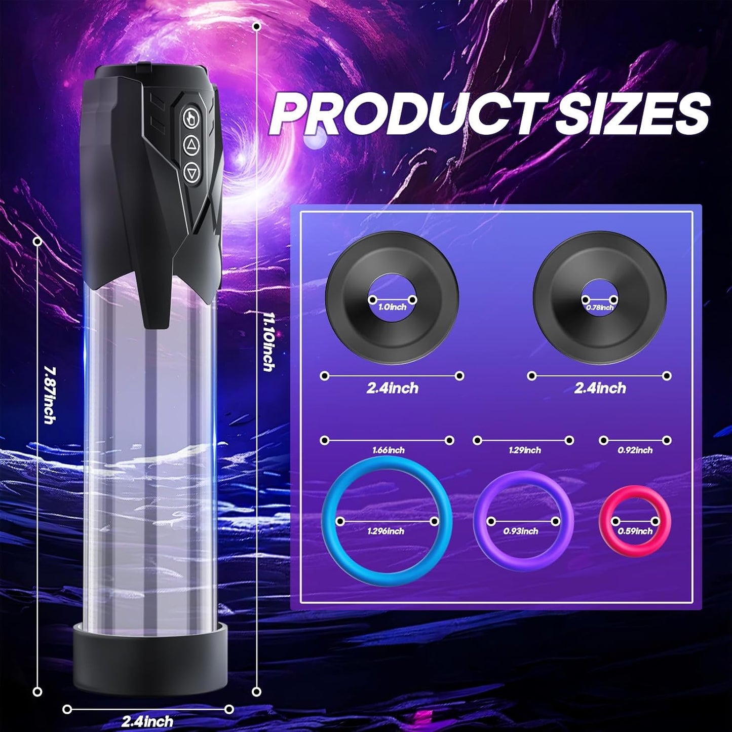 Auto Vacuum Penis Pump - 3 Sucking & 2 Training Modes-buy-1-get-3-cock-rings