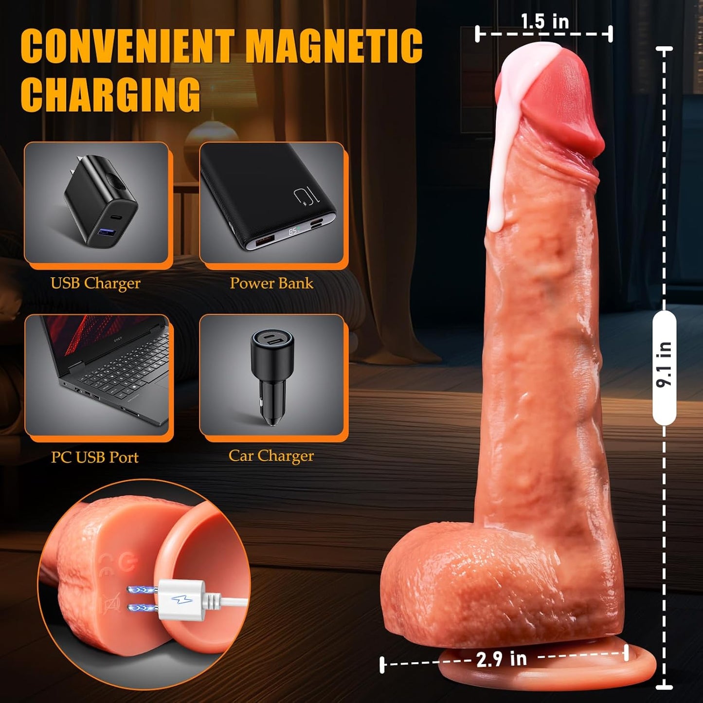 Remote Control Thrusting Dildo Vibrator - Suction Cup Dildo with 10 Thrusting & 3 Vibrating Modes, Soft Silicone Adult Sex Toy for Women and Couples