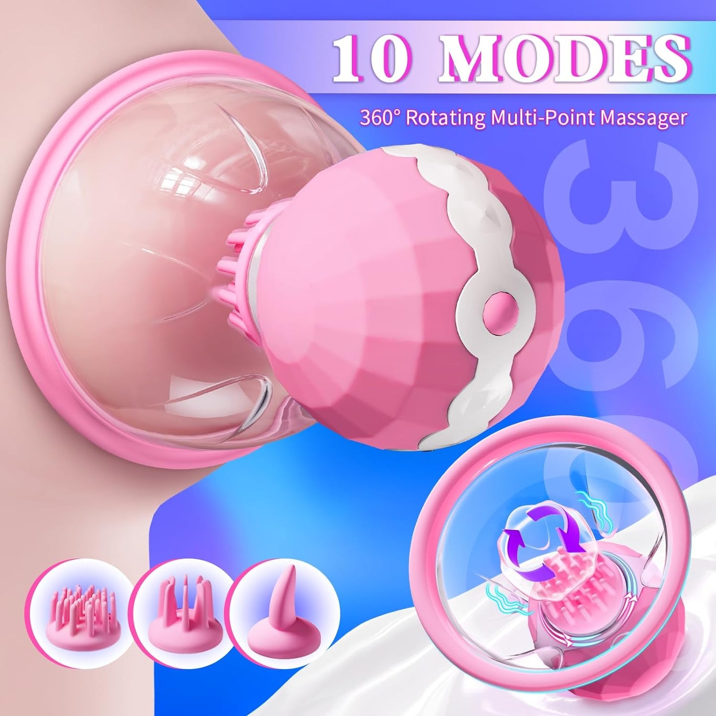 Sex Toys Nipple Vibrator for Women,Breast Suckers Massager with 10 Modes Vibrators & 360°Rotation Stimulation Nipple Clamps Strong Sucking Vibrater Adult Sexual Pleasure Toy for Female Couples Games