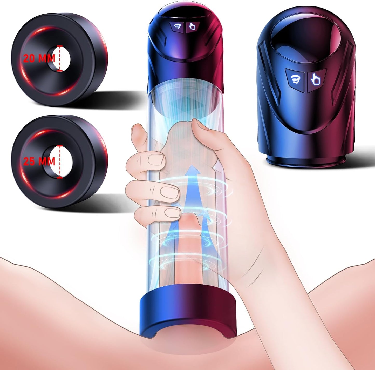 Premium Electric Penis Pump - 5 Suction Modes for Ultimate Pleasure, Penis Enlargement with 2 ED Cock Rings, Ideal for Men and Couples