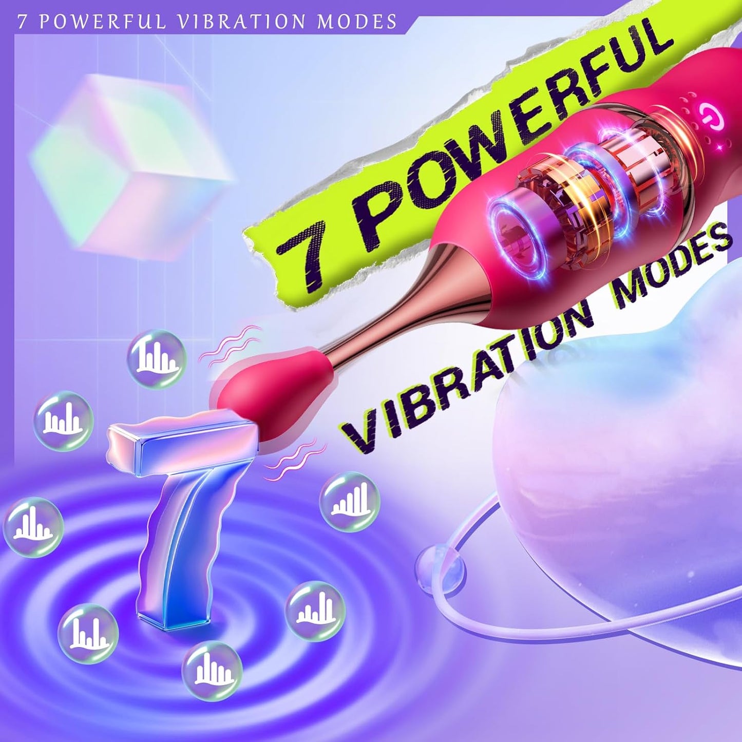 Clitoral Female Vibrators Sex Toy - 3 in 1 Vibrator Wand Silicone Heads with 7 Quiet Vibration Modes Precision Targeted for Dildo Nipple Anal G Spot Vibrator,Adult Sex Toys for Women Couples