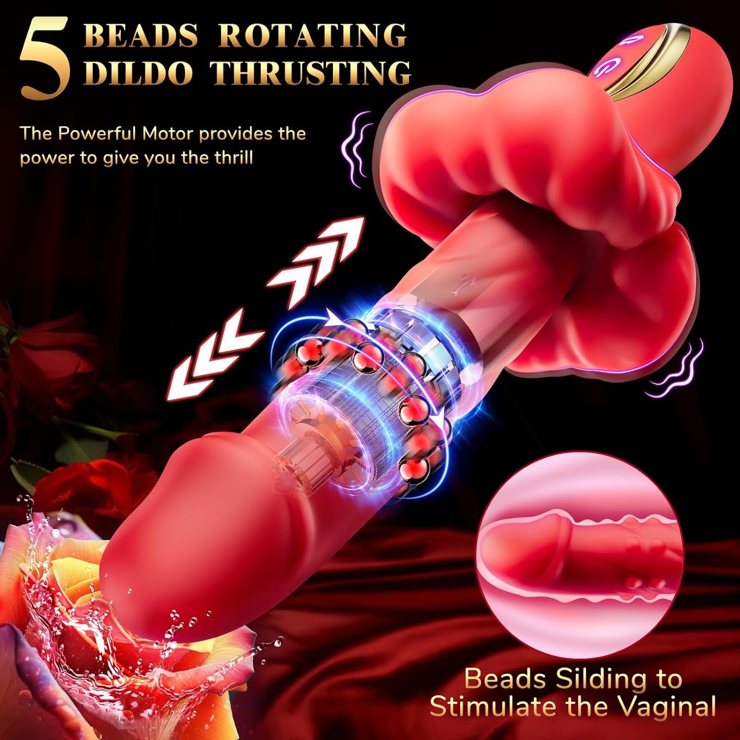 Experience Ultimate Pleasure: 3-in-1 Thrusting Dildo Rose Vibrator - Perfect for Clit & G-Spot Stimulation