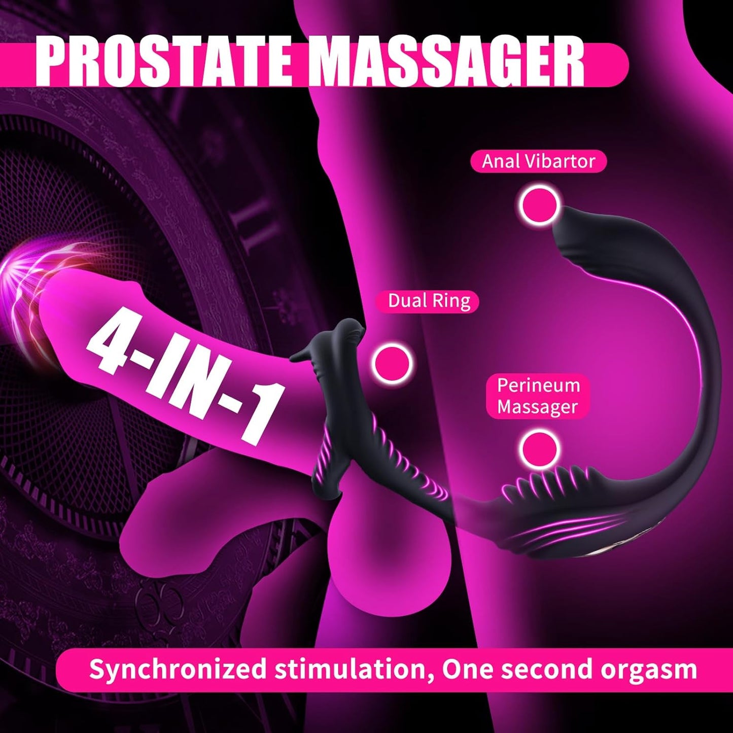 Remote Control 4-in-1 Vibrating Cock Ring & Prostate Massager with Anal Plug