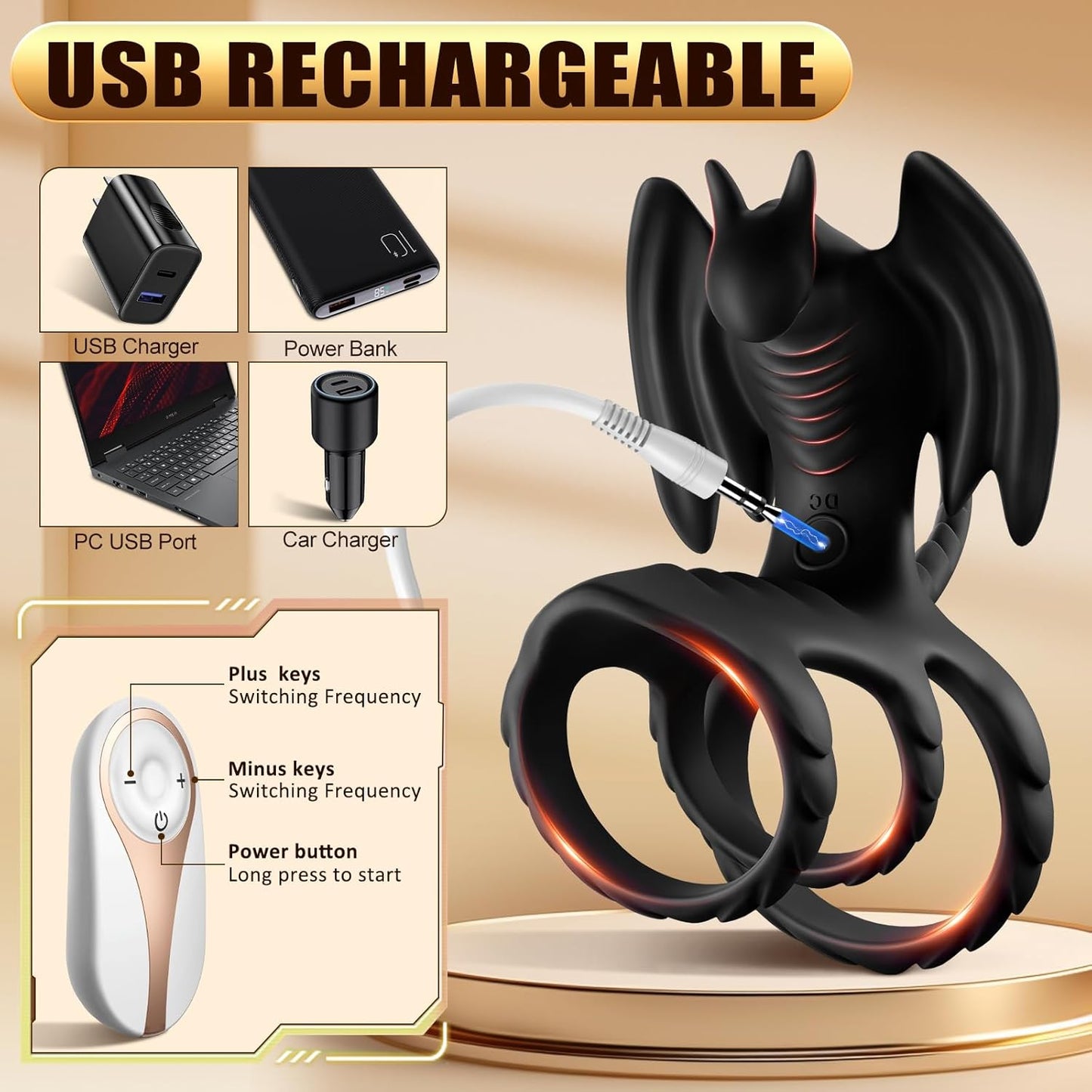 Vibrating Cock Ring Sex Toy for Men - Dragon-Shaped Penis Ring with 10 Vibration Modes for Stronger Erections, Adult Sex Toy for Couples