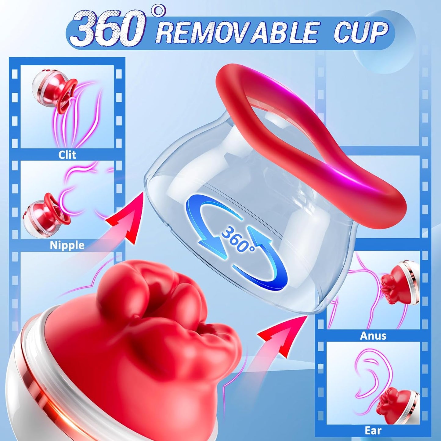 Thrusting Vibrator Sex Toy - 3-in-1 Clit, G-Spot, Nipple & Anal Stimulator