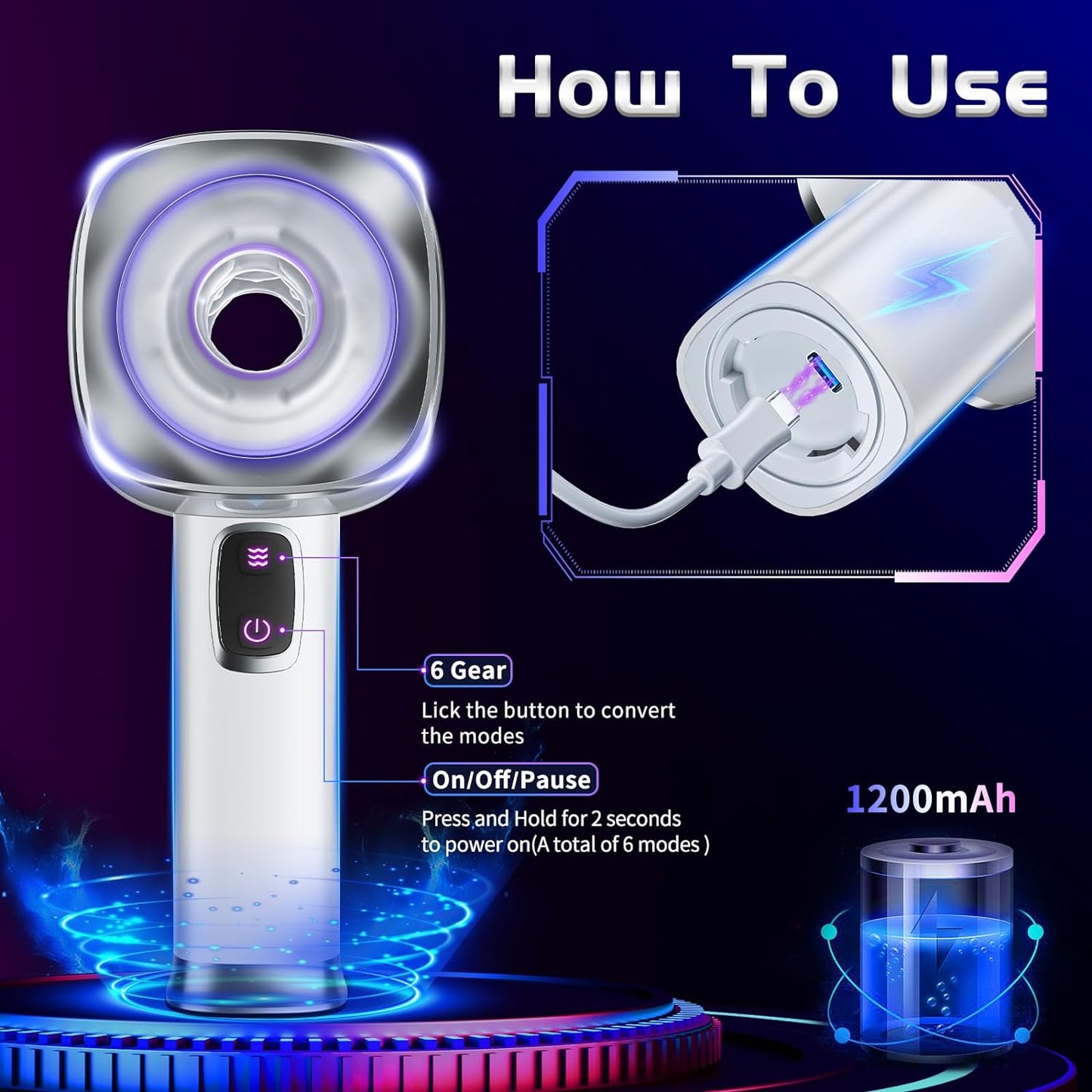 Automatic Male Masturbator,Open-Ended Stroker with 6 Thrusting Modes Male Sex Toy