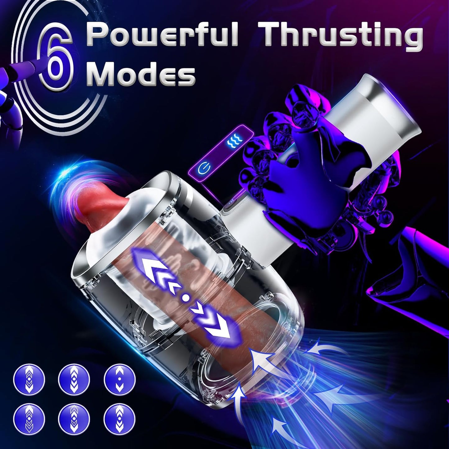 Automatic Male Masturbator,Open-Ended Stroker with 6 Thrusting Modes Male Sex Toy