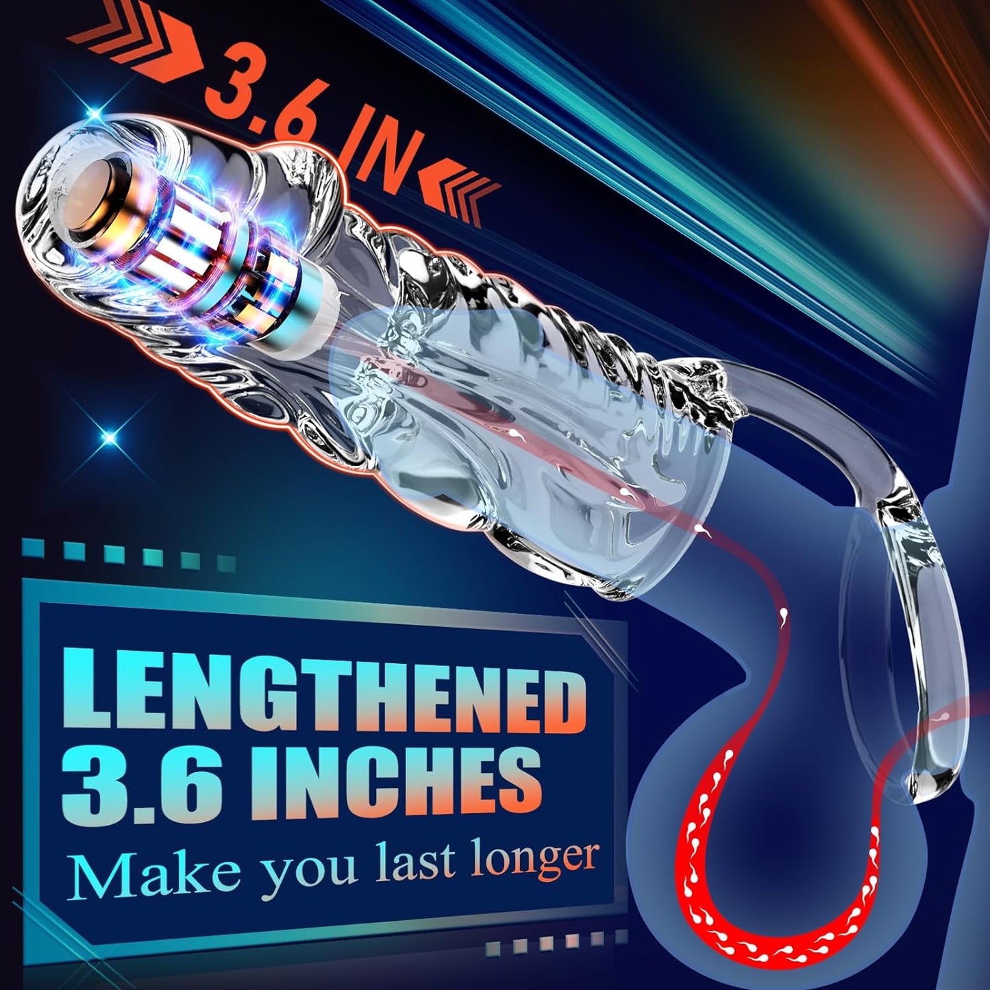 Penis Sleeve Cock Sleeve Sex Toys - 2 in 1 Clear Penis Ring Extender with Vibrator