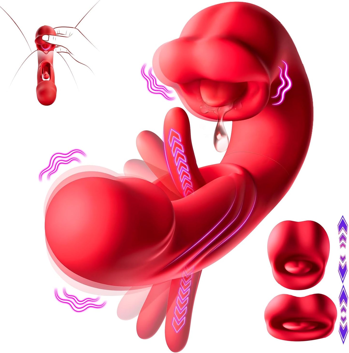 Thrusting Vibrator Sex Toys - 3-in-1 Clit Vibrator with 12 Modes, Tongue Stimulator Dildo for Women's Pleasure