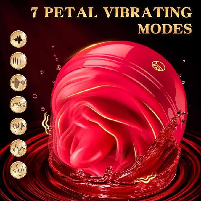 Vibrator Sex Toys, Rose Sex Toy for Women with 7 Tongue Licking & Vibrating Modes for Anal Nipple Clitoral Stimulator, Dustproof Cover Travel Pleasure