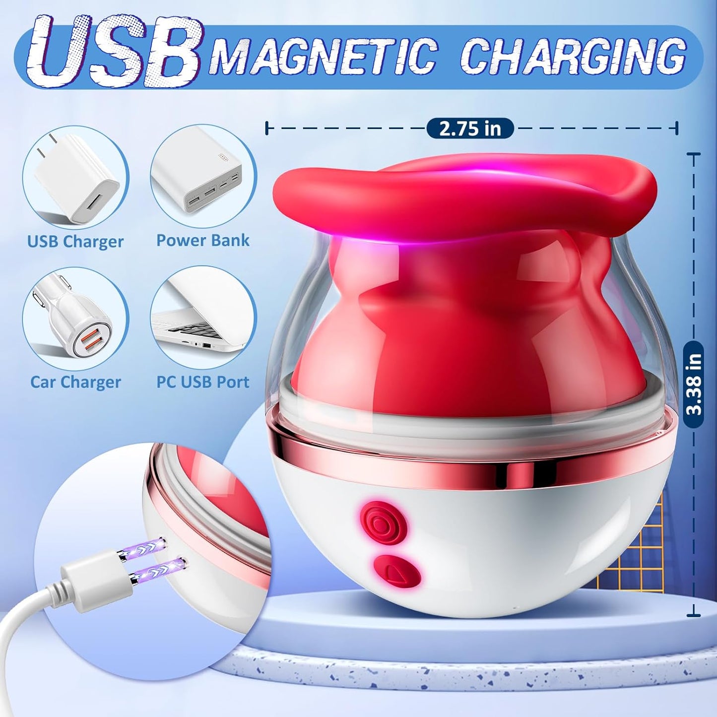 Thrusting Vibrator Sex Toy - 3-in-1 Clit, G-Spot, Nipple & Anal Stimulator