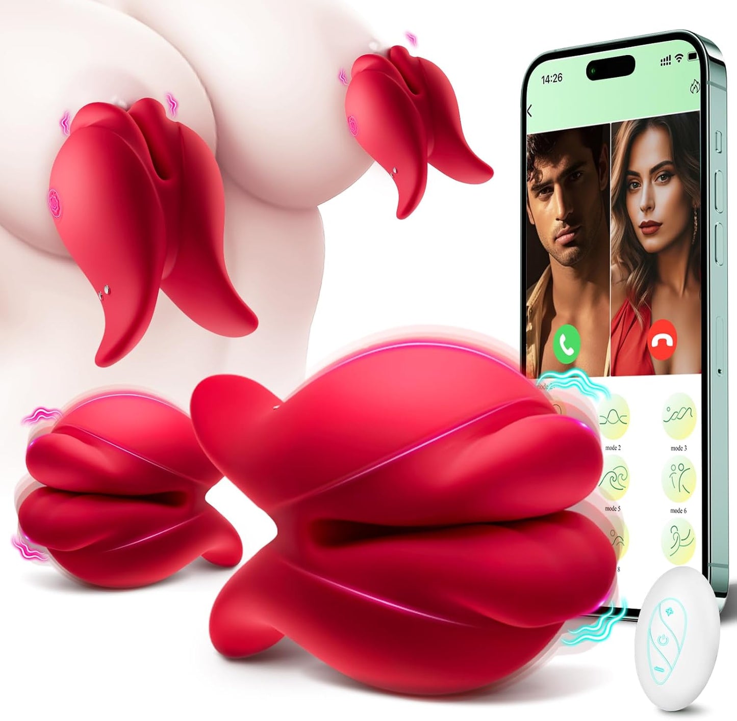 Vibrator Sex Toys Nipple Toys for Women - 2 in 1 Nipple Clamps Clitoral Stimulator with 10 Vibrating Mode, Remote Control Adult Toys for Women