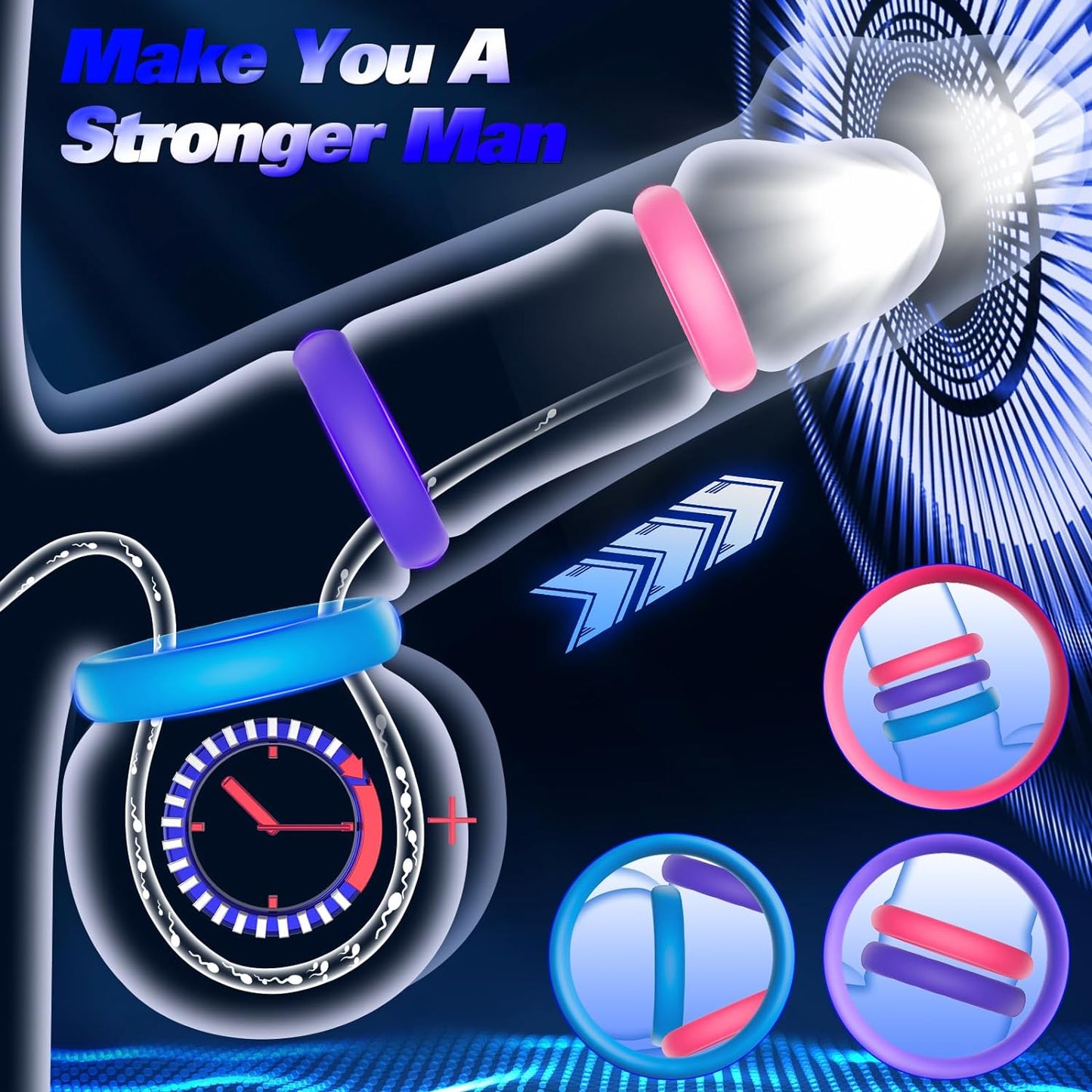 Silicone Cock Rings - Multi-Coloured Erection Enhancers Set
