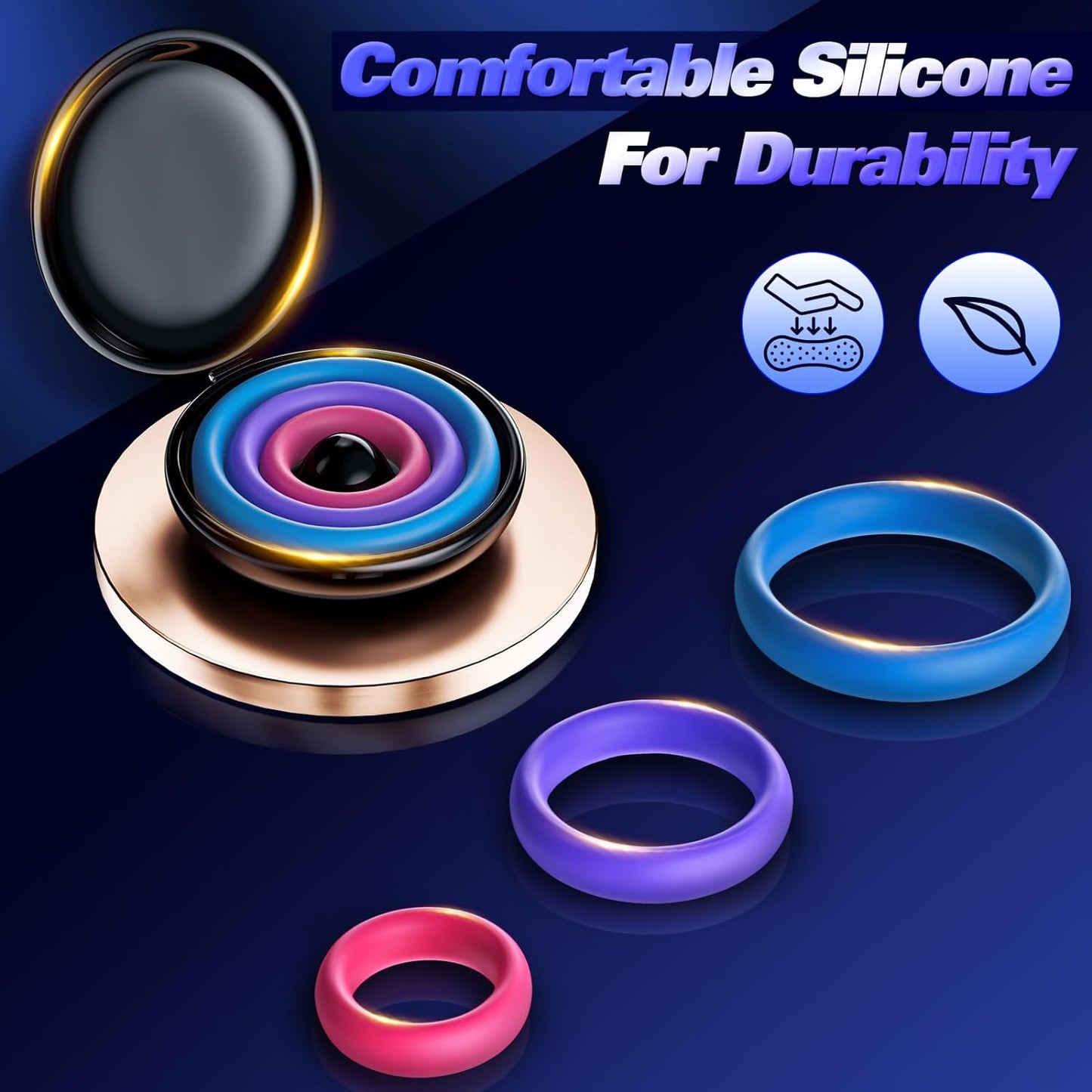 Silicone Cock Rings - Multi-Coloured Erection Enhancers Set