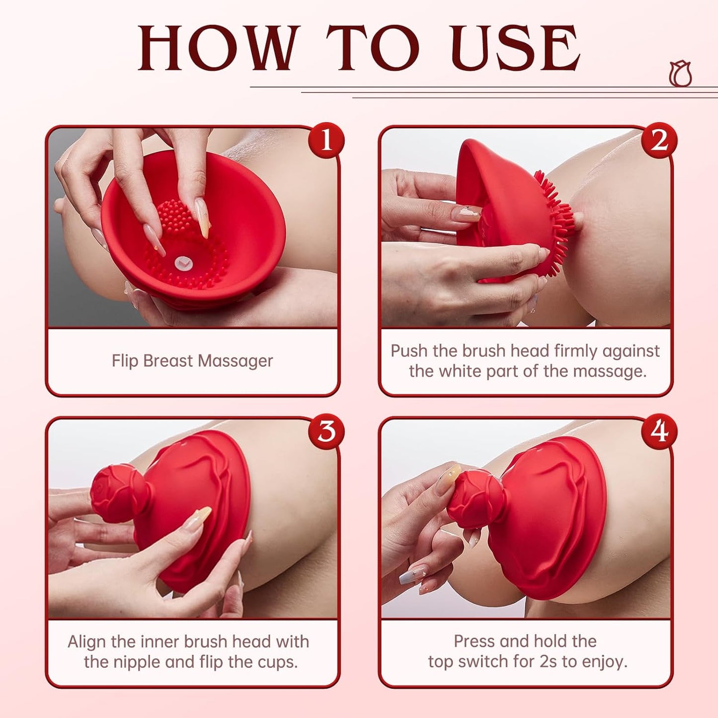 Sex Toys Nipple Toys Rotation - Rose Sex Toy Sucking Stimulator Wireless Nipple Clamps with 10 Powerful Vibration Rotation Modes, Rechargeable Adult Sex Toys for Women Couples Pleasure Red