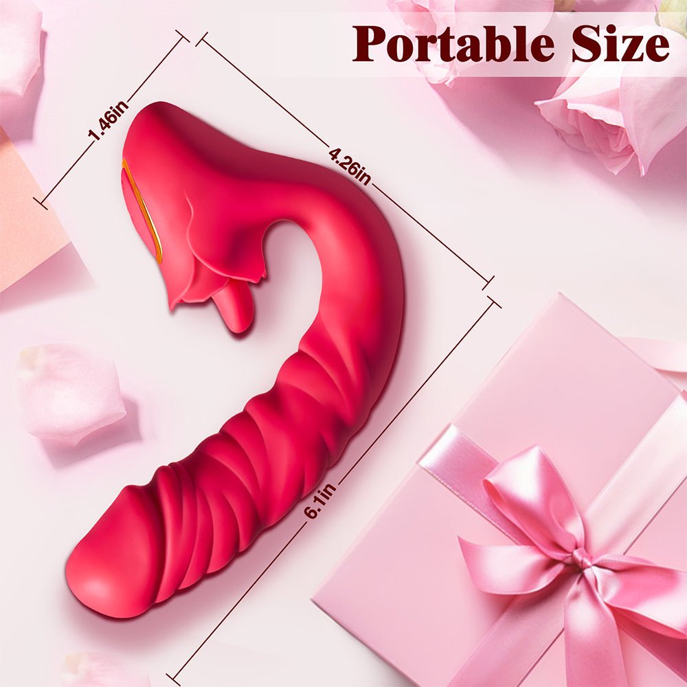 Multi-Functional Vibrator - 3 in 1 Licking, Vibrating, Thrusting Adult Toy - Clit Anal Stimulator for Women