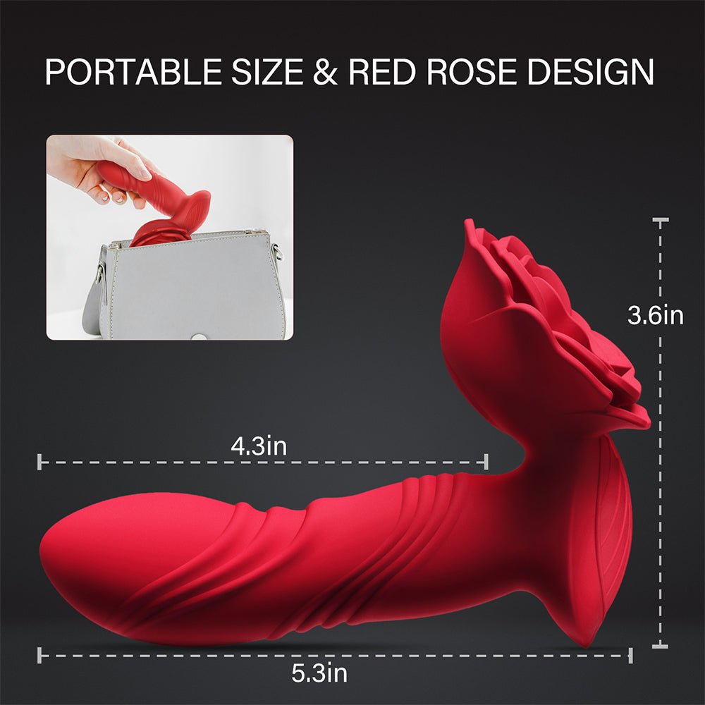 Thrusting Prostate Massager Rose Toy Vibrator - 2 in 1 Anal Plug Vibrators Sex Toys
