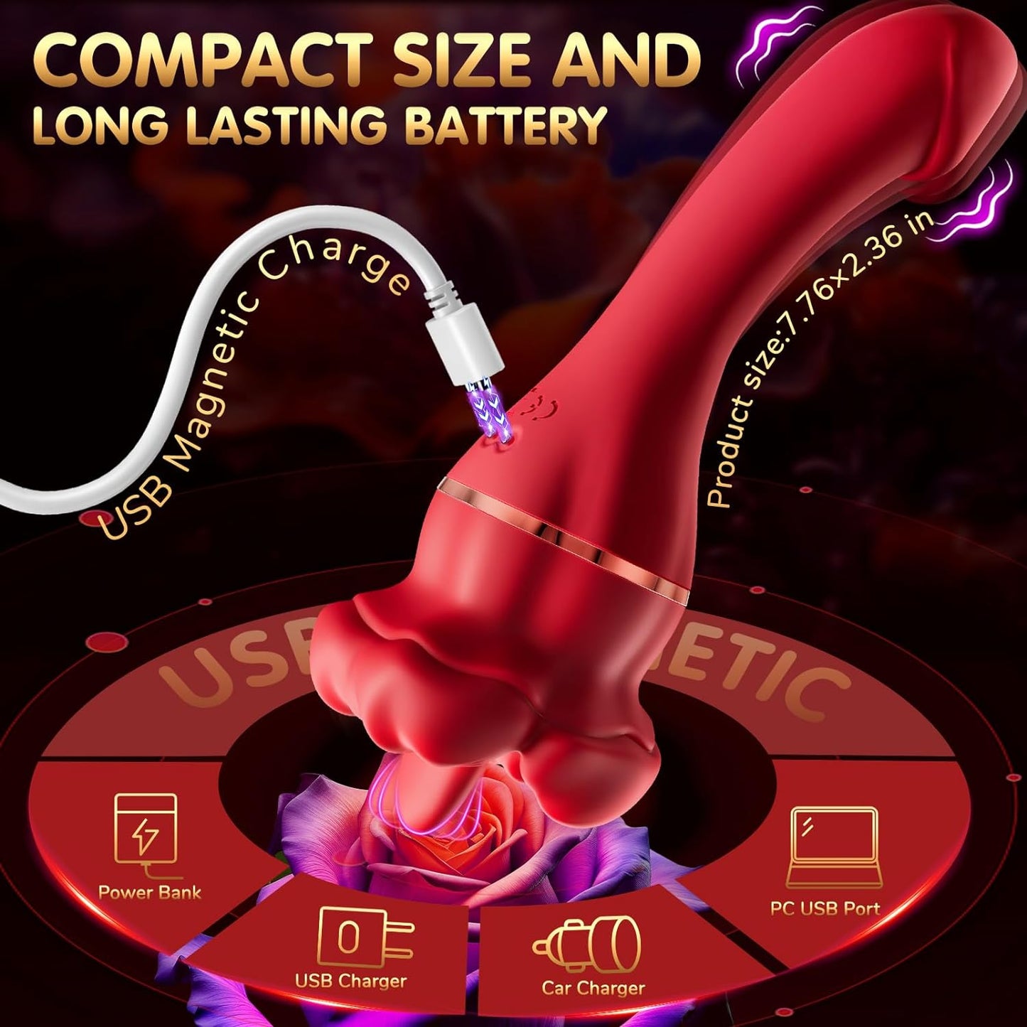 Rose Vibrator 10 Tongue Licking & Vibration Modes