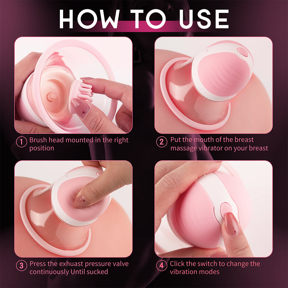 Nipple Sex Toys for Women,Nipple Toy Manual Sucking Stimulator Massager with 10 Vibrator Rotation Modes, 3 Brush Heads Nipple Clamps Adult Sex Toys