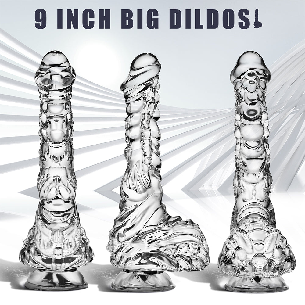 LPJXVU 9 Inch Clear Realistic Dildo, Bad Dragon Dildo with Soft Material and Powerful Suction Cup